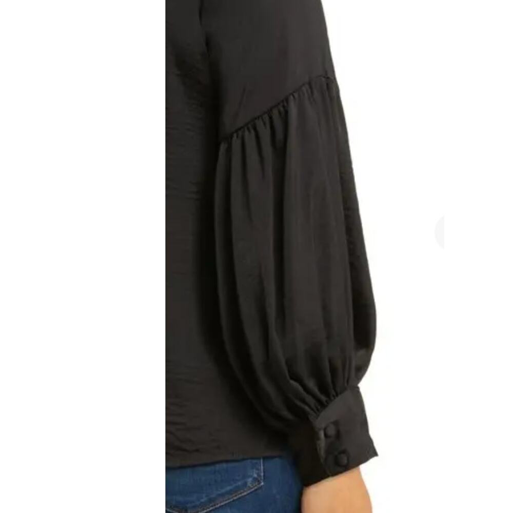 Vince Camuto Split Neck Balloon Sleeve Satin Tunic Top | Plus 3X, Black NEW - Picture 4 of 7